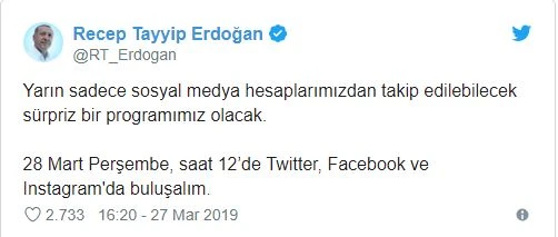 Cumhurbaşkanı Erdoğan'dan sürpriz program müjdesi: Yarın saat 12'de sosyal medyada buluşuyoruz